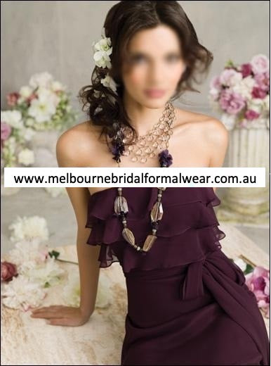 ELEGANT PURPLE SILK CHIFFON COCKTAIL PARTY DRESS (LR042)