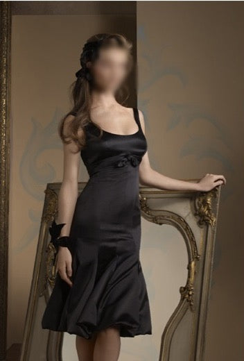 ELEGANT MERMAID BLACK SATIN COCKTAIL PARTY DRESS WITH EMPIRE LINE AND Melbourne Bridal Formal Wear ELEGANT MERMAID BLACK SATIN COCKTAIL PARTY DRESS WITH EMPIRE LINE AND Melbourne Bridal Formal Wear